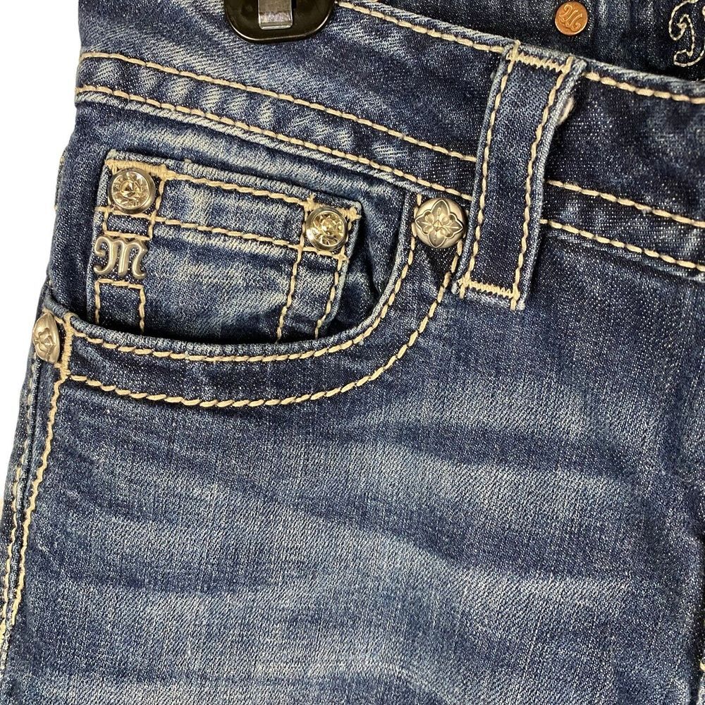 Miss Me Women's Blue Boot Cut Jeans with Gold Embroidery - Picture 5 of 13
